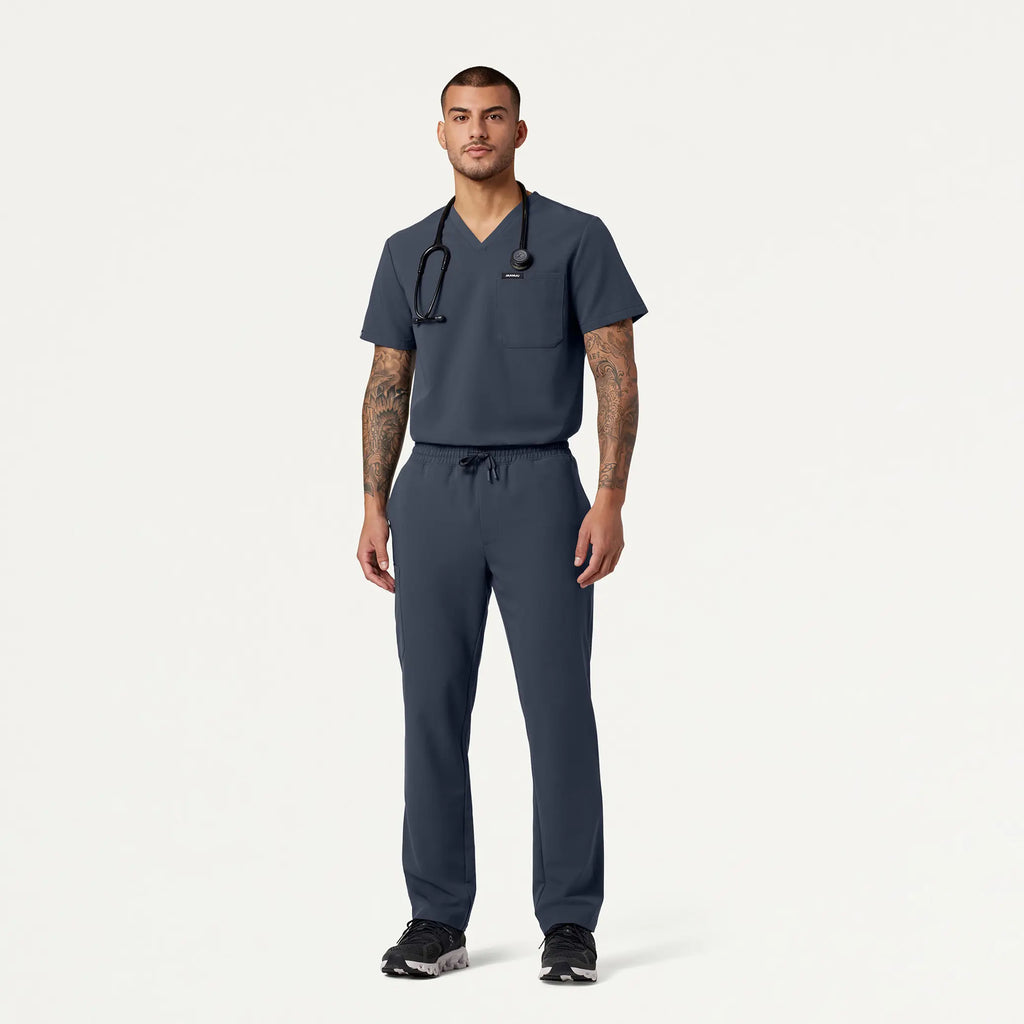 Jaanuu Scrubs Men's Holmes Everyday 1-Pocket Scrub Top Carbon Gray | scrub-supply.com