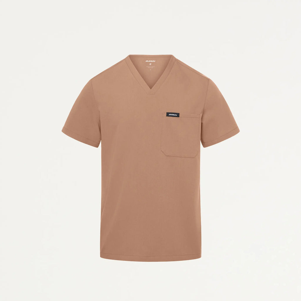 Jaanuu Scrubs Men's Holmes Everyday 1-Pocket Scrub Top Clay | scrub-supply.com