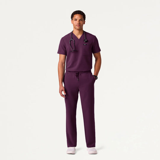 Jaanuu Scrubs Men's Holmes Everyday 1-Pocket Scrub Top Deep Eggplant | scrub-supply.com