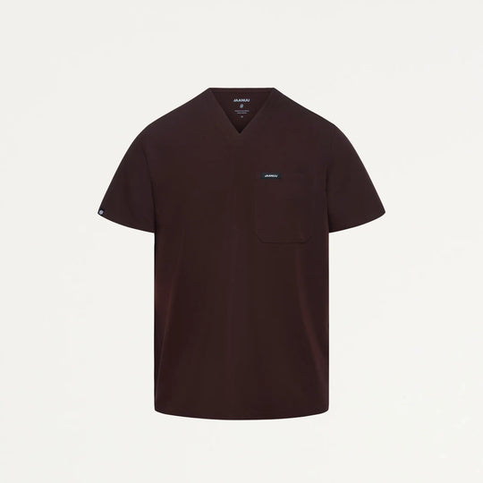 Jaanuu Scrubs Men's Holmes 1-Pocket Scrub Top Espresso | scrub-supply.com