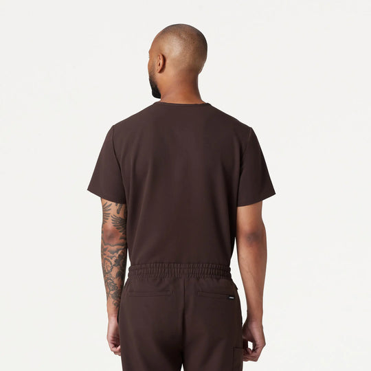Jaanuu Scrubs Men's Holmes 1-Pocket Scrub Top Espresso | scrub-supply.com