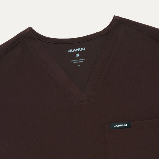 Jaanuu Scrubs Men's Holmes 1-Pocket Scrub Top Espresso | scrub-supply.com