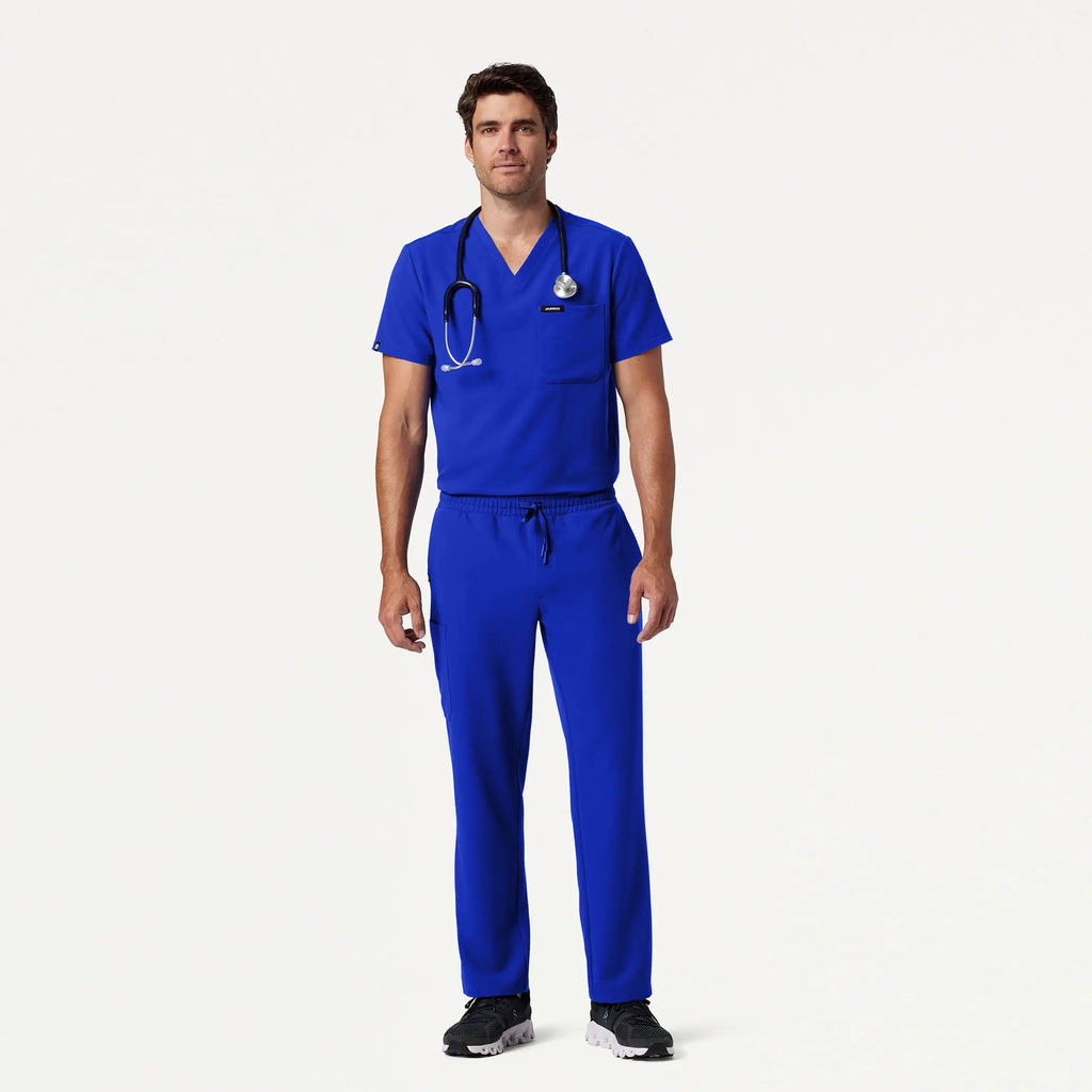 Jaanuu Scrubs Men's Holmes Everyday 1-Pocket Scrub Top Electric Blue | scrub-supply.com