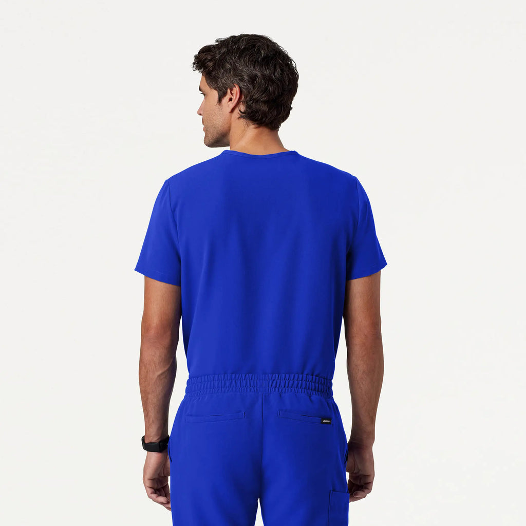 Jaanuu Scrubs Men's Holmes Everyday 1-Pocket Scrub Top Electric Blue | scrub-supply.com