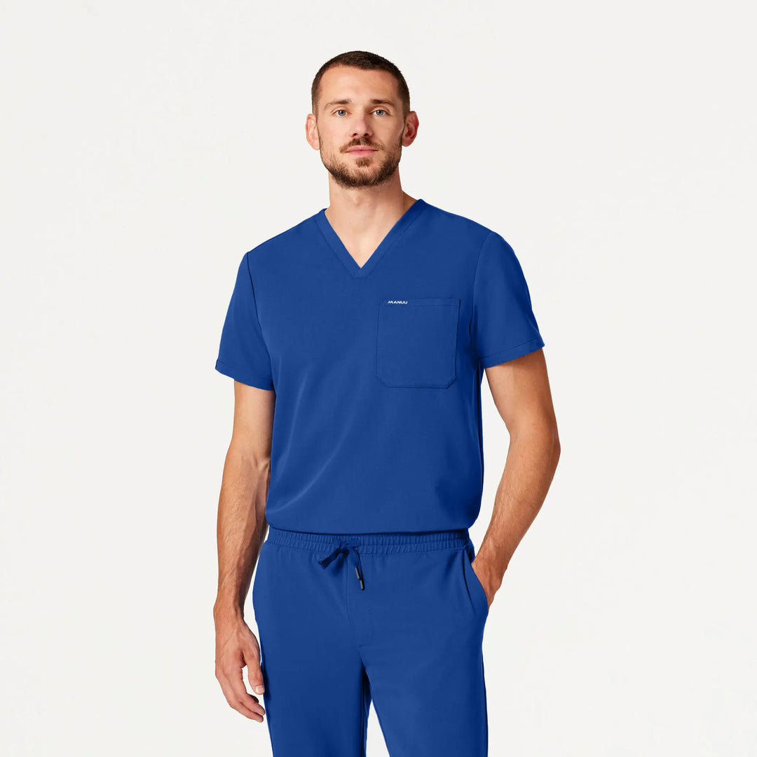 Jaanuu Scrubs Men's Holmes Everyday 1-Pocket Scrub Top Galaxy | scrub-supply.com
