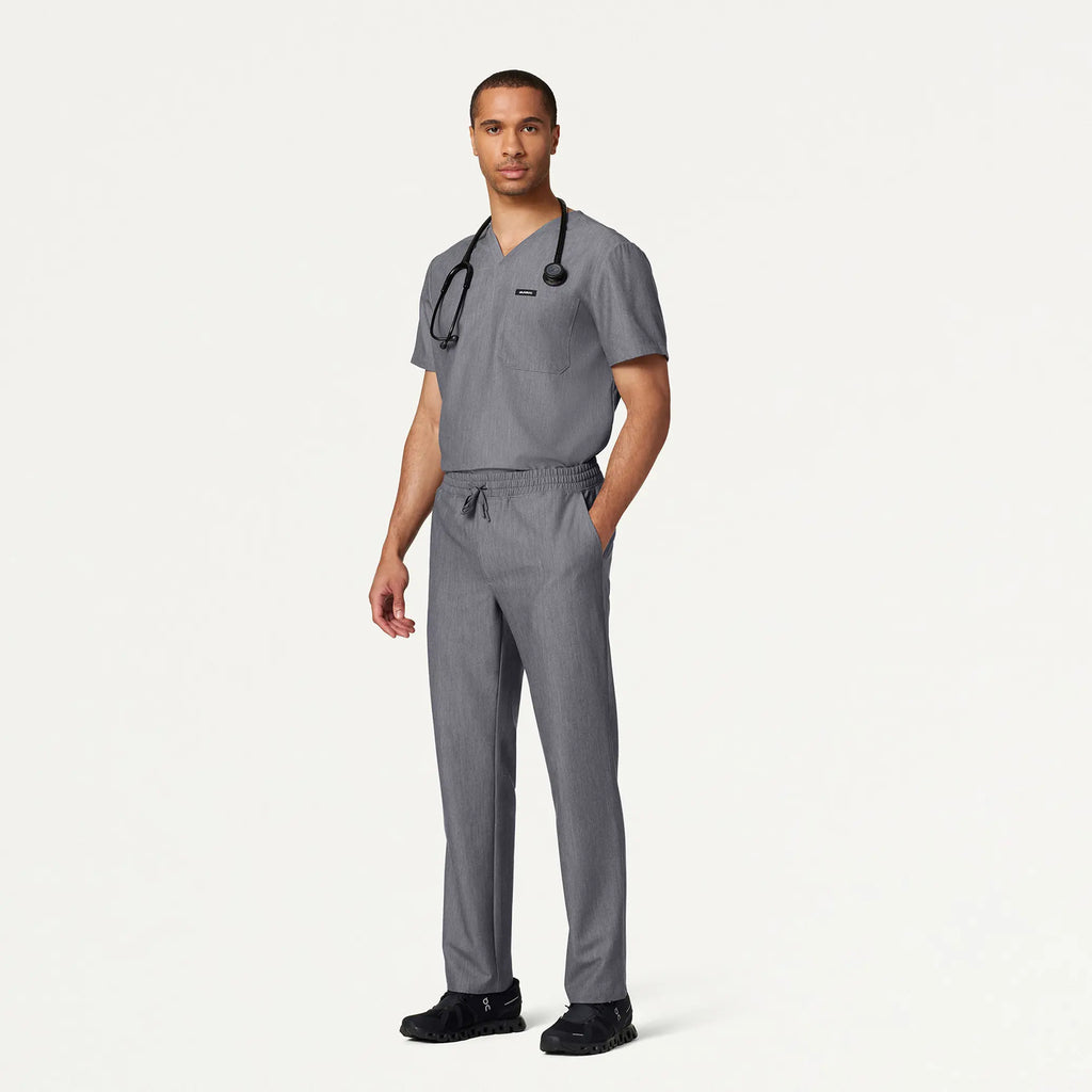 Jaanuu Scrubs Men's Holmes Everyday 1-Pocket Scrub Top Heather Gray | scrub-supply.com