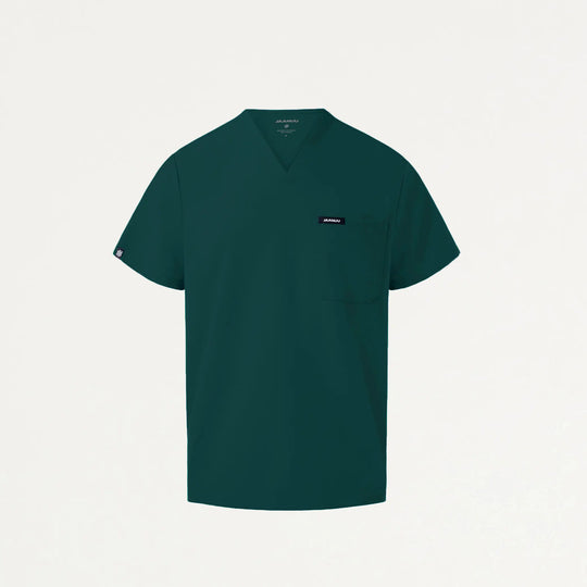 Jaanuu Scrubs Men's Holmes 1-Pocket Scrub Top Midnight Green | scrub-supply.com