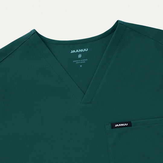 Jaanuu Scrubs Men's Holmes 1-Pocket Scrub Top Midnight Green | scrub-supply.com