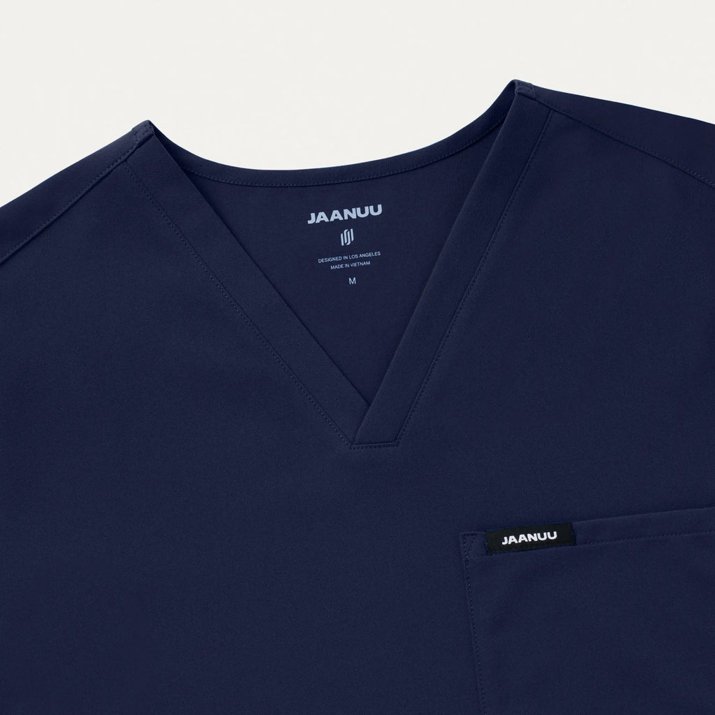 Jaanuu Scrubs Men's Holmes Everyday 1-Pocket Scrub Top Midnight Navy | scrub-supply.com