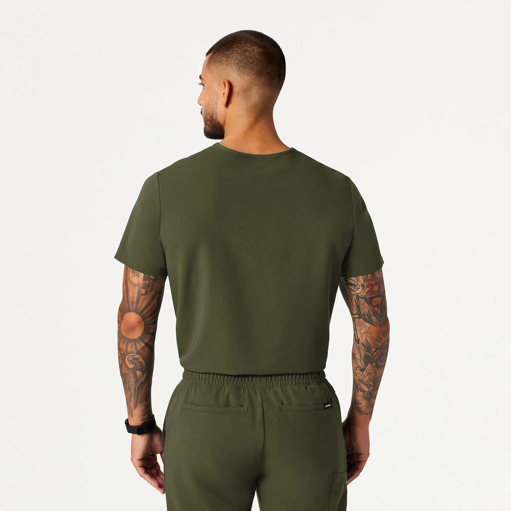 Jaanuu Scrubs Men's Holmes Everyday 1-Pocket Scrub Top Olive | scrub-supply.com