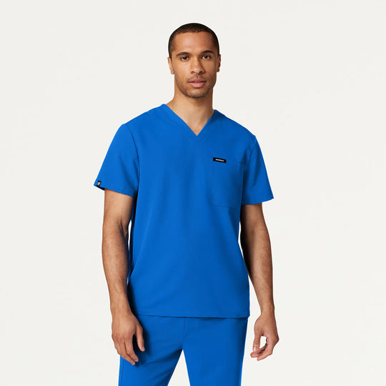 Jaanuu Scrubs Men's Holmes Everyday 1-Pocket Scrub Top Royal Blue | scrub-supply.com