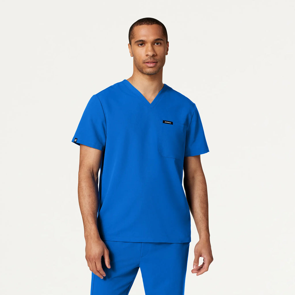 Jaanuu Scrubs Men's Holmes Everyday 1-Pocket Scrub Top Royal Blue | scrub-supply.com