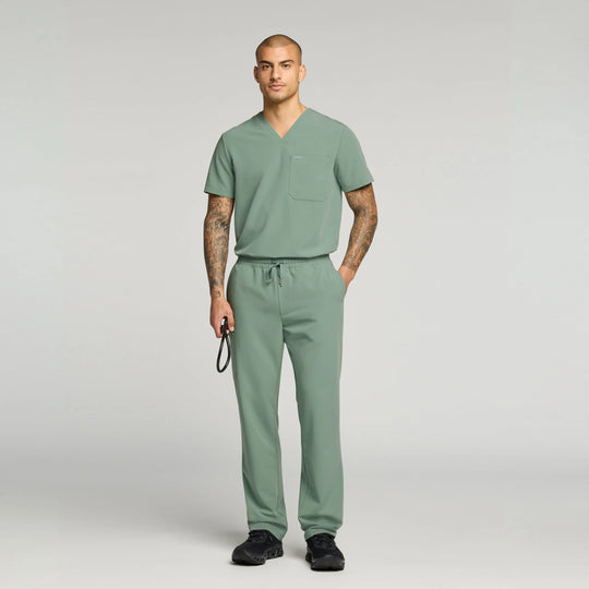 Jaanuu Scrubs Men's Holmes 1-Pocket Scrub Top Sage | scrub-supply.com