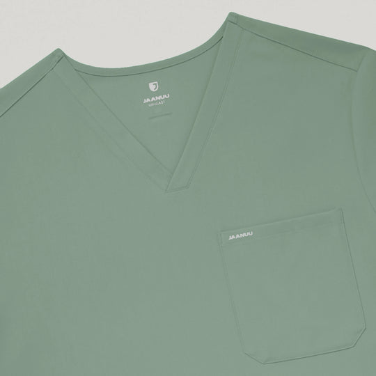 Jaanuu Scrubs Men's Holmes 1-Pocket Scrub Top Sage | scrub-supply.com