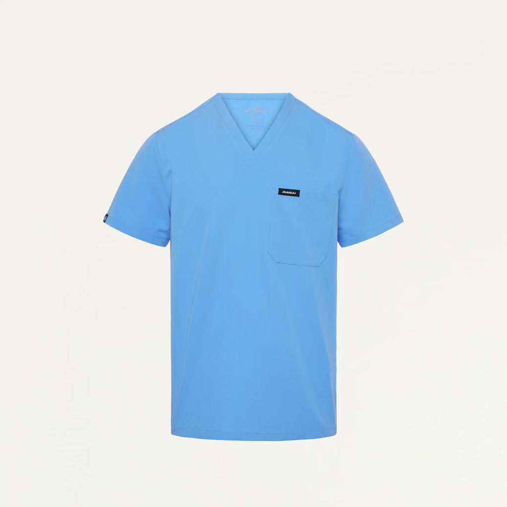 Jaanuu Scrubs Men's Holmes Everyday 1-Pocket Scrub Top Sky Blue | scrub-supply.com