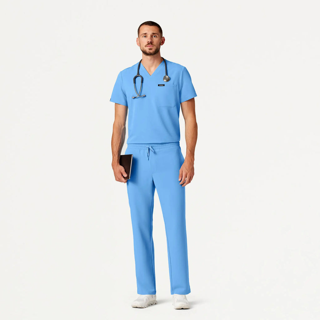 Jaanuu Scrubs Men's Holmes Everyday 1-Pocket Scrub Top Sky Blue | scrub-supply.com