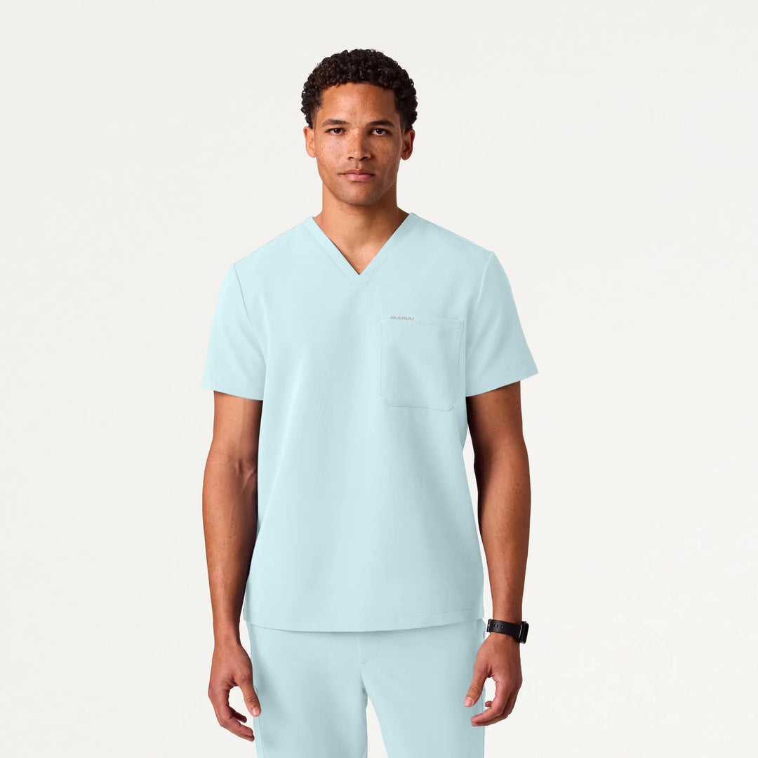 Jaanuu Scrubs Men's Holmes Everyday 1-Pocket Scrub Top Sky Blue | scrub-supply.com