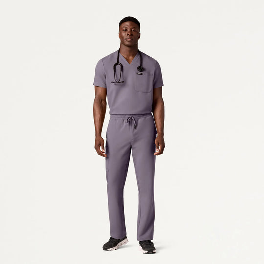 Jaanuu Scrubs Men's Holmes 1-Pocket Scrub Top Titanium | scrub-supply.com
