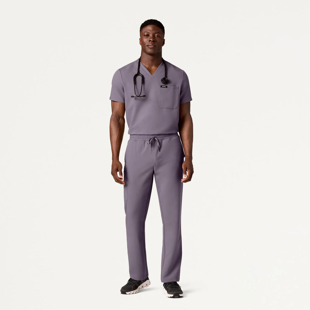 Jaanuu Scrubs Men's Holmes Everyday 1-Pocket Scrub Top Titanium | scrub-supply.com