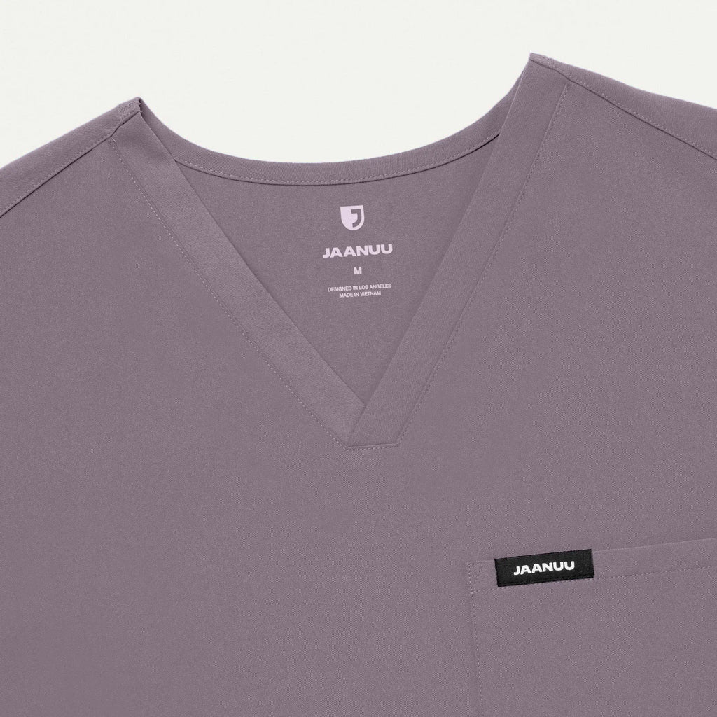 Jaanuu Scrubs Men's Holmes Everyday 1-Pocket Scrub Top Titanium | scrub-supply.com