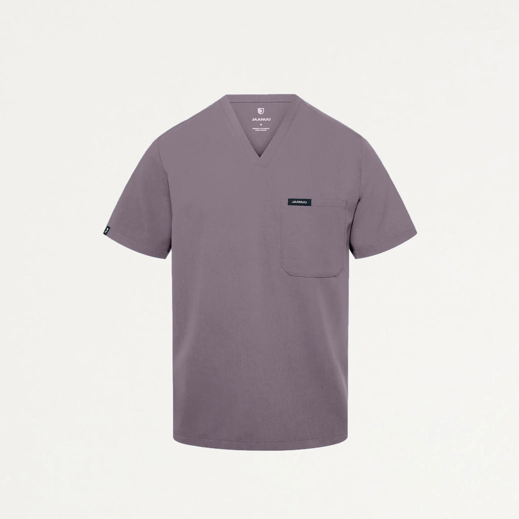 Jaanuu Scrubs Men's Holmes Everyday 1-Pocket Scrub Top Titanium | scrub-supply.com