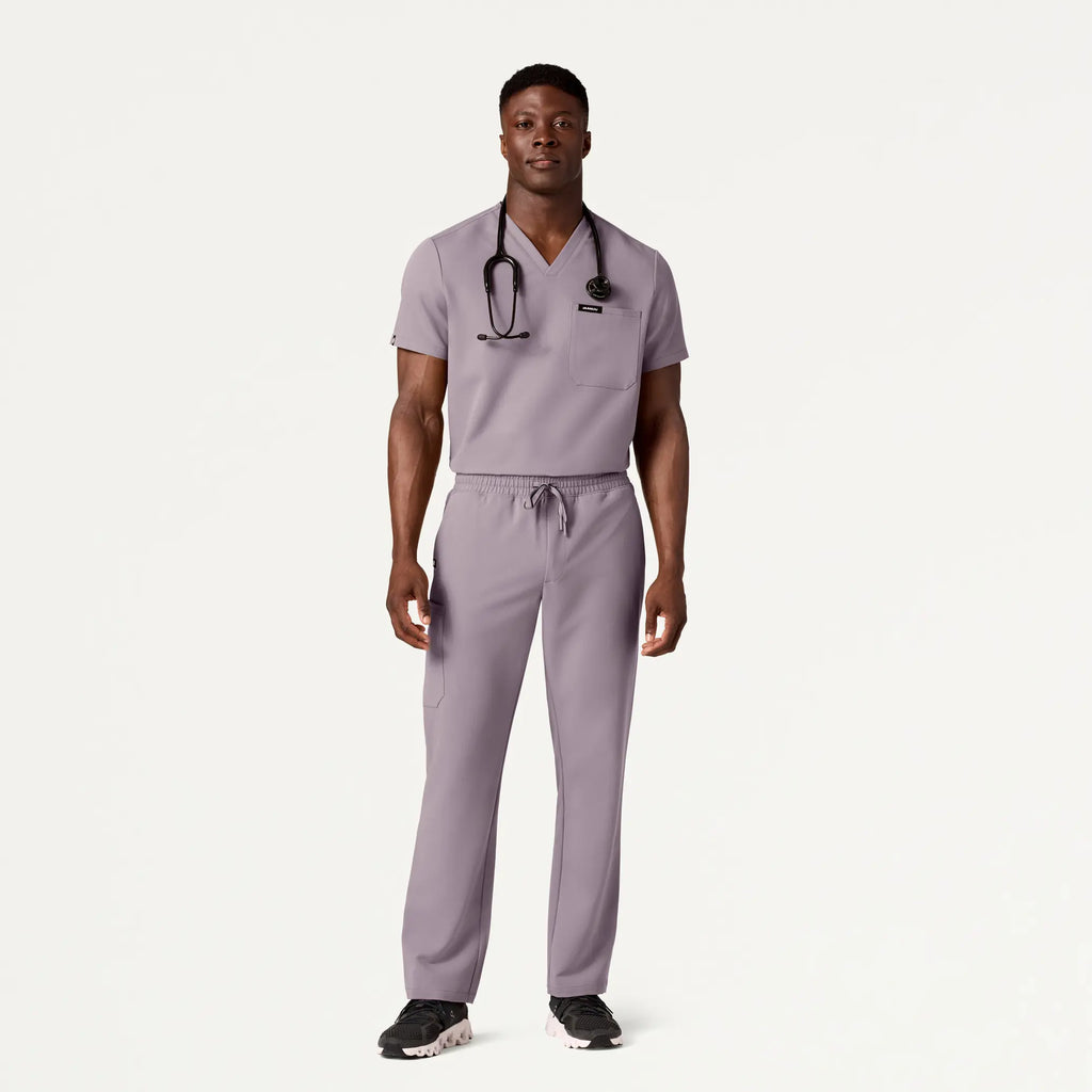 Jaanuu Scrubs Men's Holmes Everyday 1-Pocket Scrub Top Chrome | scrub-supply.com