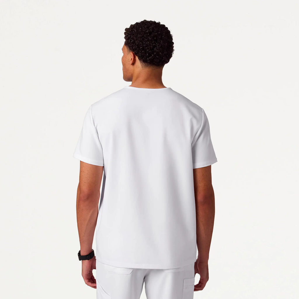 Jaanuu Scrubs Men's Holmes Everyday 1-Pocket Scrub Top White | scrub-supply.com