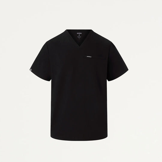Jaanuu Scrubs Men's Platt 3-Pocket Scrub Top Black | scrub-supply.com