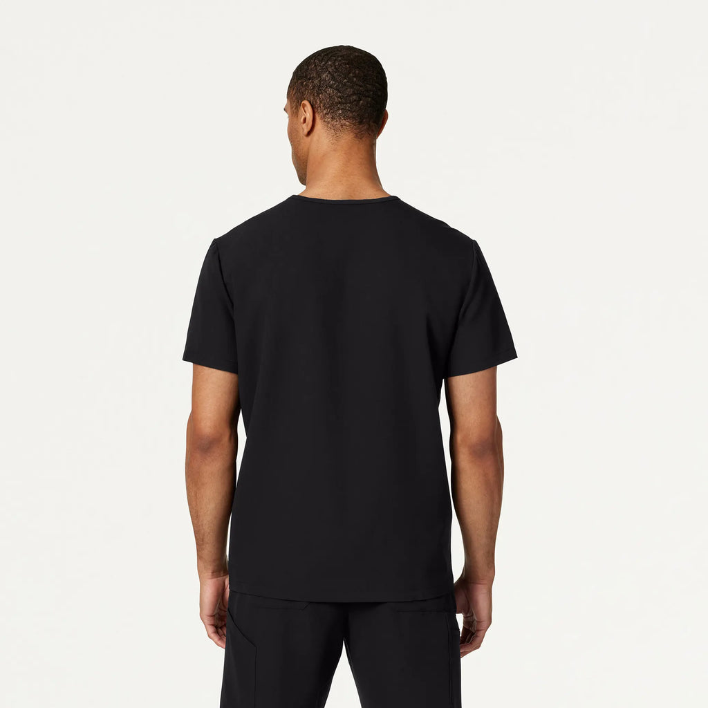 Jaanuu Scrubs Men's Platt 3-Pocket Scrub Top Black | scrub-supply.com