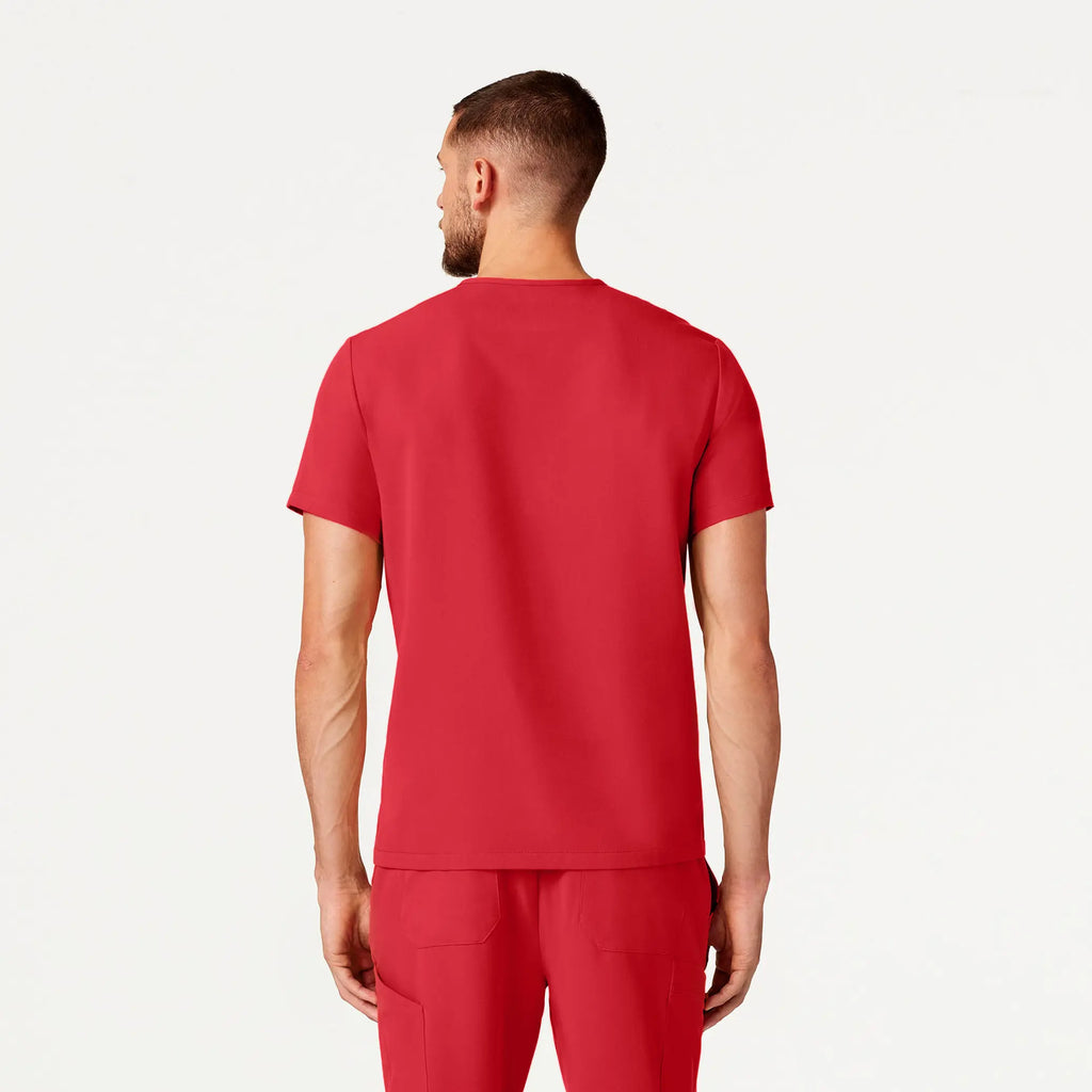 Jaanuu Scrubs Men's Platt 3-Pocket Scrub Top Brilliant Red | scrub-supply.com