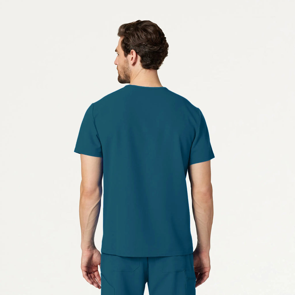 Jaanuu Scrubs Men's Platt 3-Pocket Scrub Top Caribbean Blue | scrub-supply.com