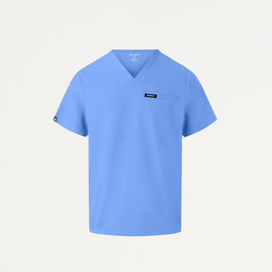 Jaanuu Scrubs Men's Platt 3-Pocket Scrub Top Ceil Blue | scrub-supply.com