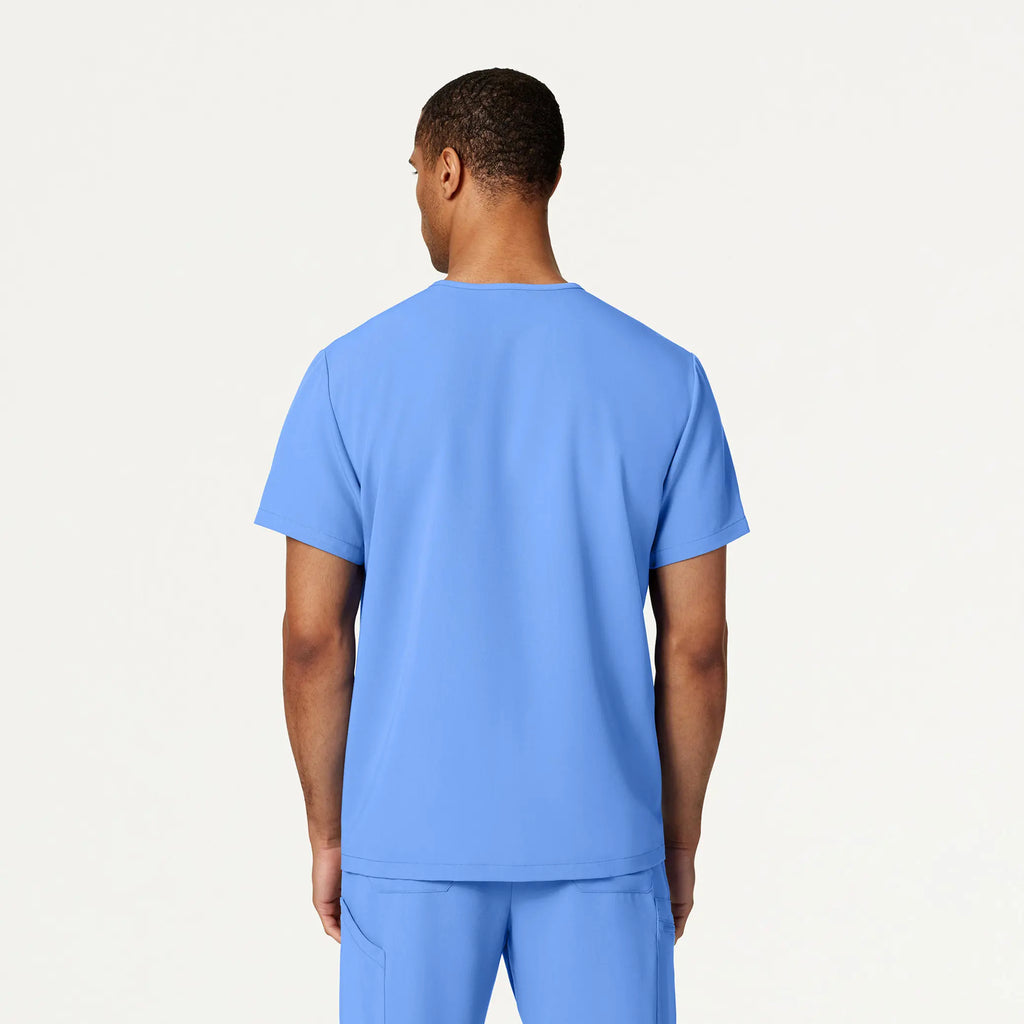 Jaanuu Scrubs Men's Platt 3-Pocket Scrub Top Ceil Blue | scrub-supply.com