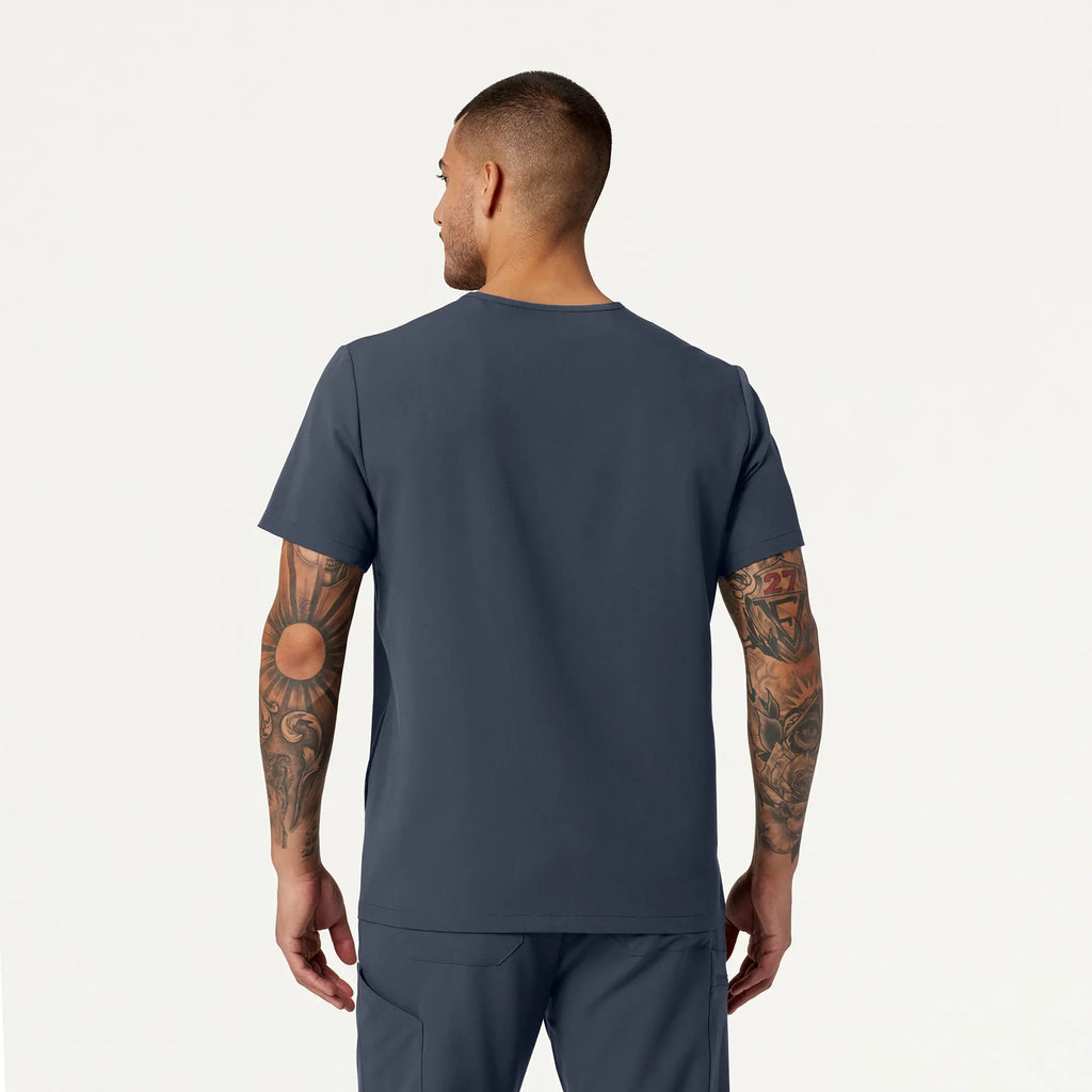 Jaanuu Scrubs Men's Platt 3-Pocket Scrub Top Carbon Gray | scrub-supply.com