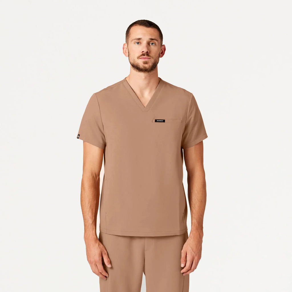 Jaanuu Scrubs Men's Platt 3-Pocket Scrub Top Clay | scrub-supply.com