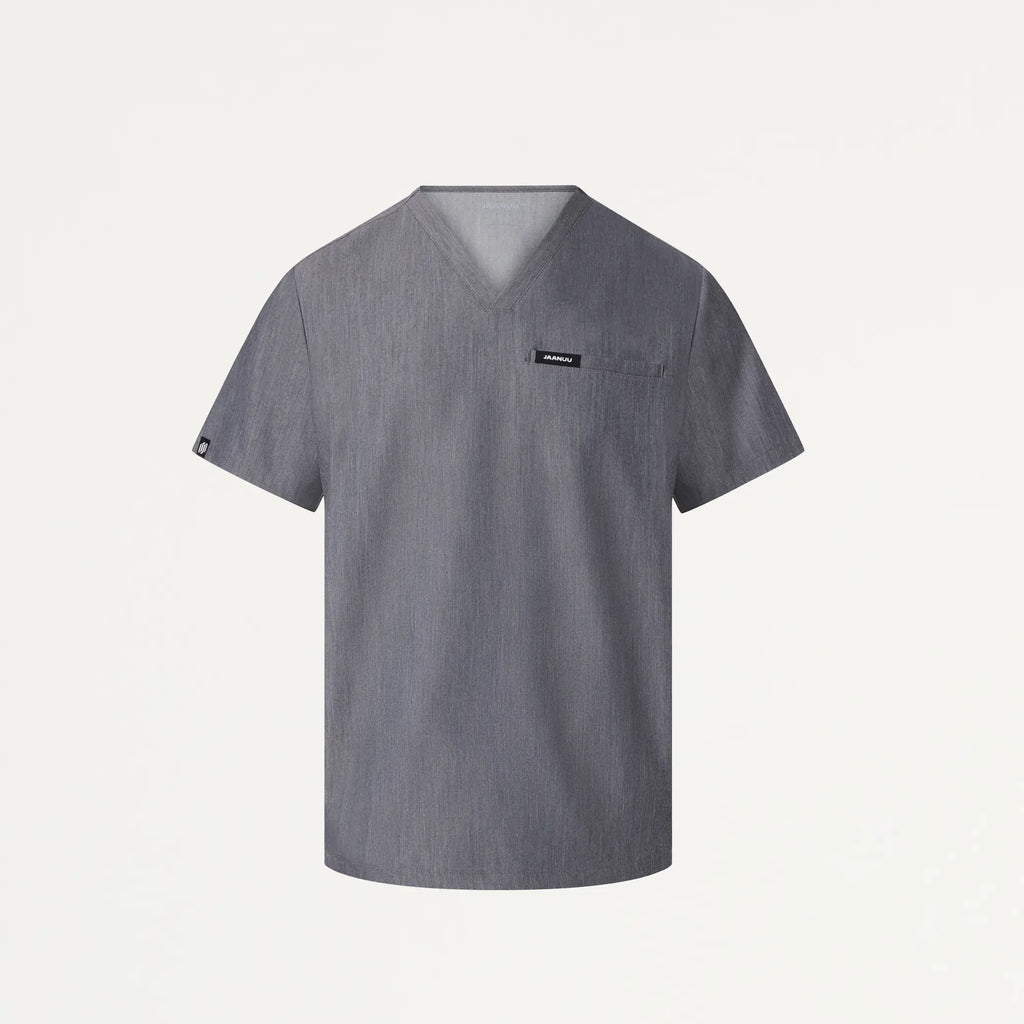 Jaanuu Scrubs Men's Platt 3-Pocket Scrub Top Heather Gray | scrub-supply.com