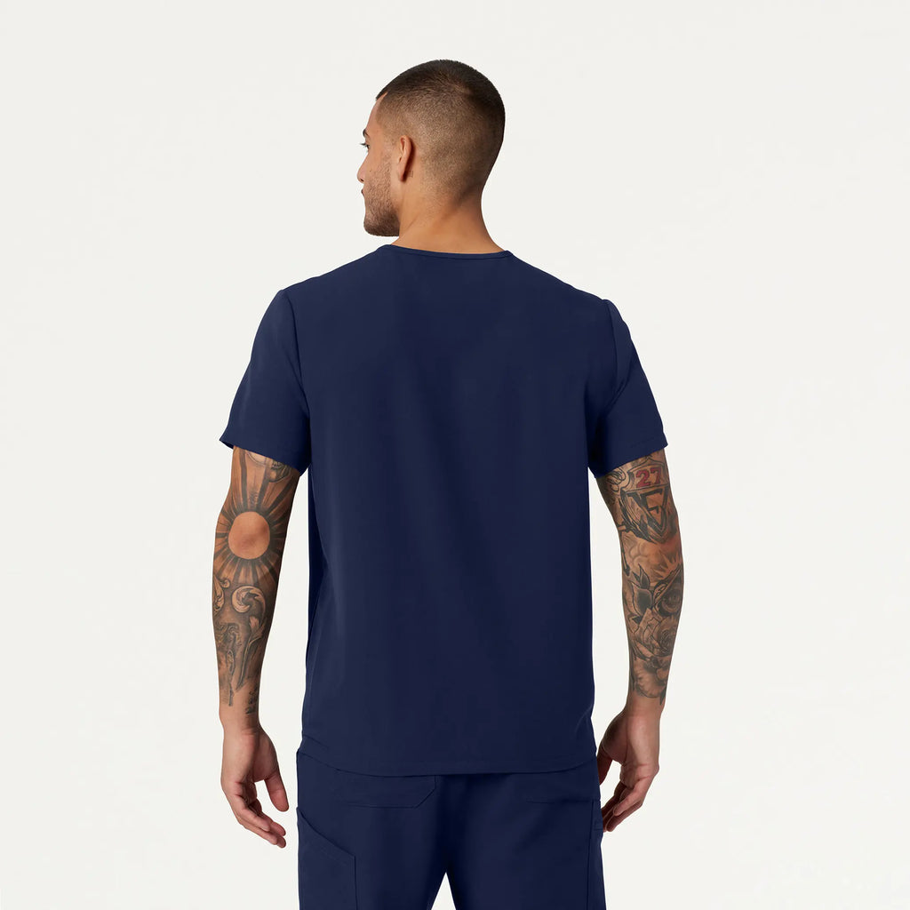 Jaanuu Scrubs Men's Platt 3-Pocket Scrub Top Midnight Navy | scrub-supply.com