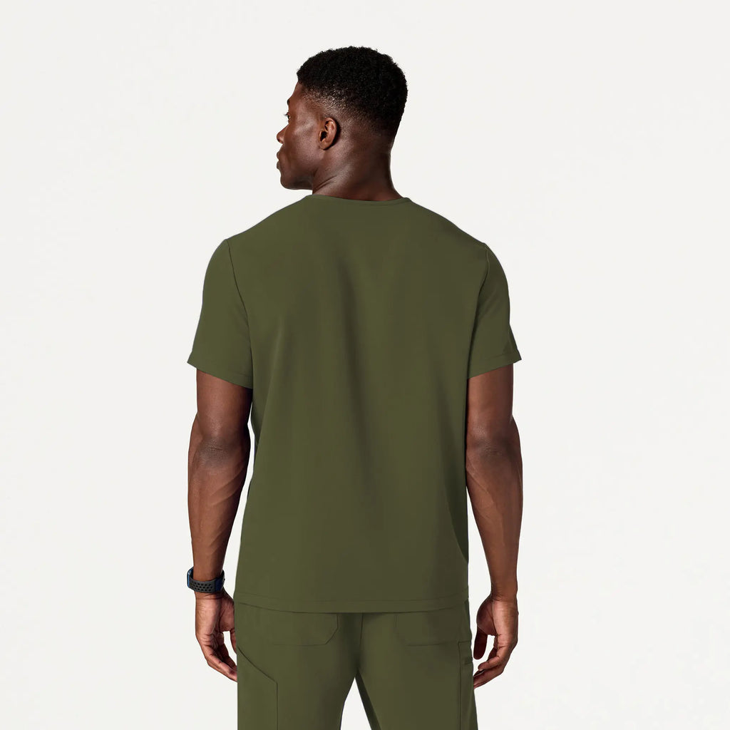 Jaanuu Scrubs Men's Platt 3-Pocket Scrub Top Olive | scrub-supply.com