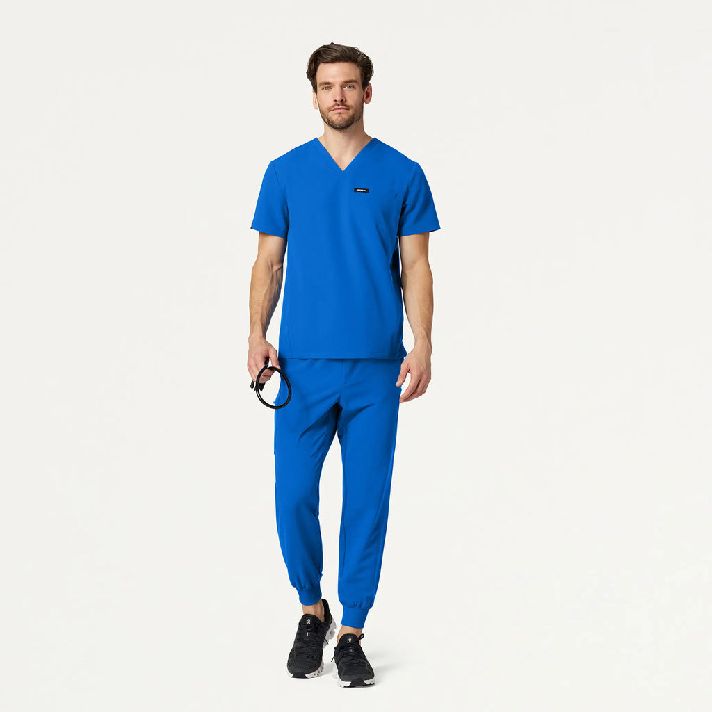 Jaanuu Scrubs Men's Platt 3-Pocket Scrub Top Royal Blue | scrub-supply.com