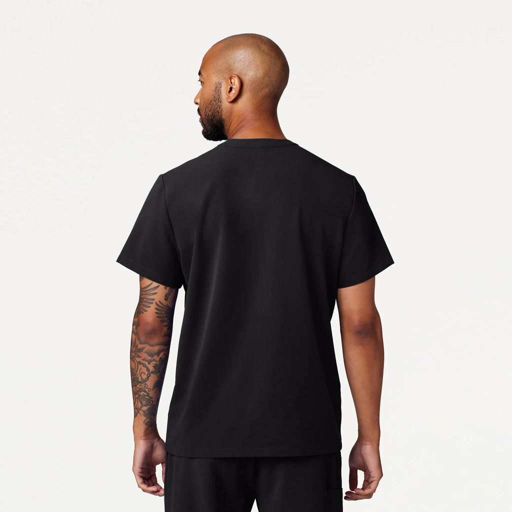 Jaanuu Scrubs Men's Reeve Henley Scrub Top Black | scrub-supply.com