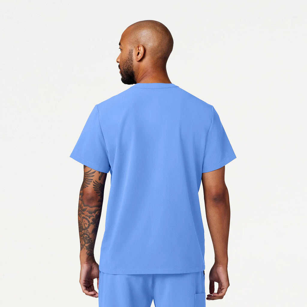 Jaanuu Scrubs Men's Reeve Henley Scrub Top Ceil Blue | scrub-supply.com