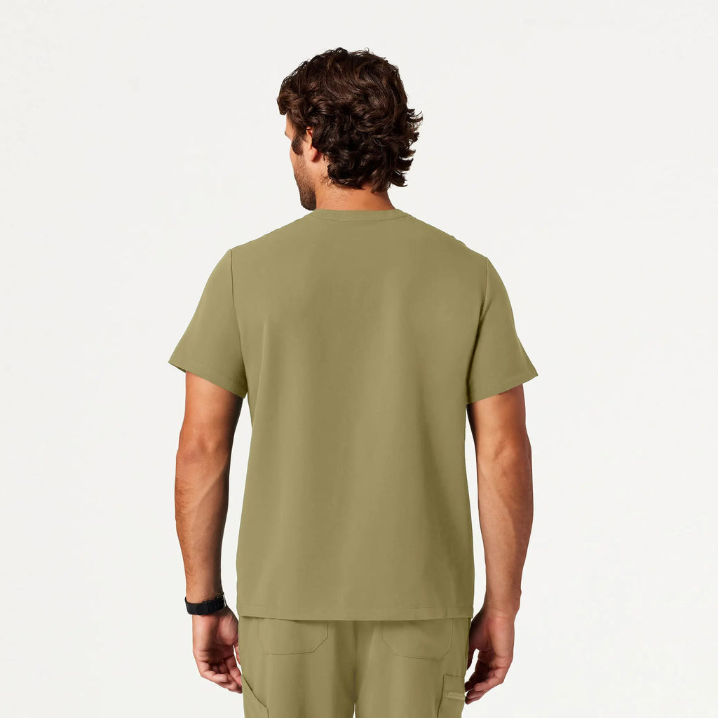 Jaanuu Scrubs Men's Reeve Henley Scrub Top Ceramic Khaki | scrub-supply.com