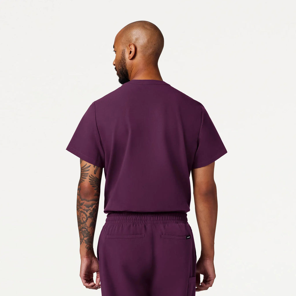 Jaanuu Scrubs Men's Reeve Henley Scrub Top Dark Amethyst | scrub-supply.com