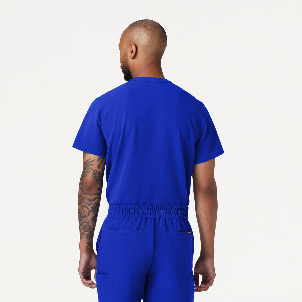 Jaanuu Scrubs Men's Reeve Henley Scrub Top Electric Blue | scrub-supply.com