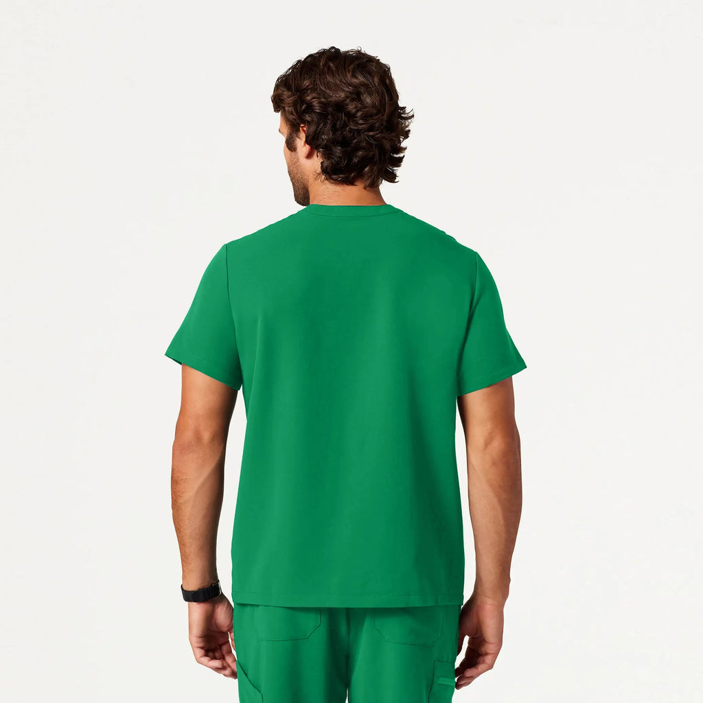 Jaanuu Scrubs Men's Reeve Henley Scrub Top Emerald Green | scrub-supply.com