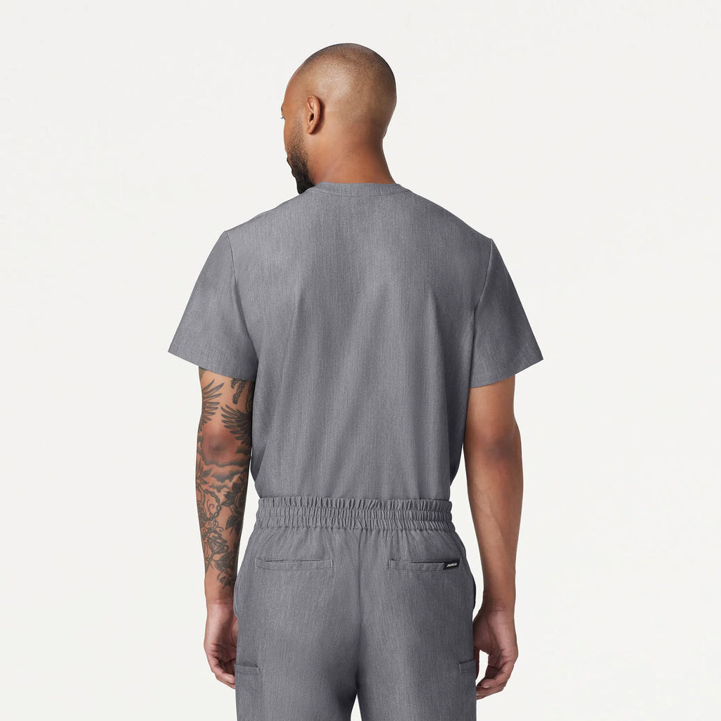 Jaanuu Scrubs Men's Reeve Henley Scrub Top Heather Gray | scrub-supply.com