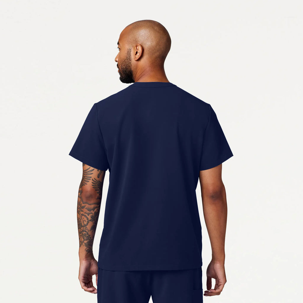 Jaanuu Scrubs Men's Reeve Henley Scrub Top Midnight Navy | scrub-supply.com