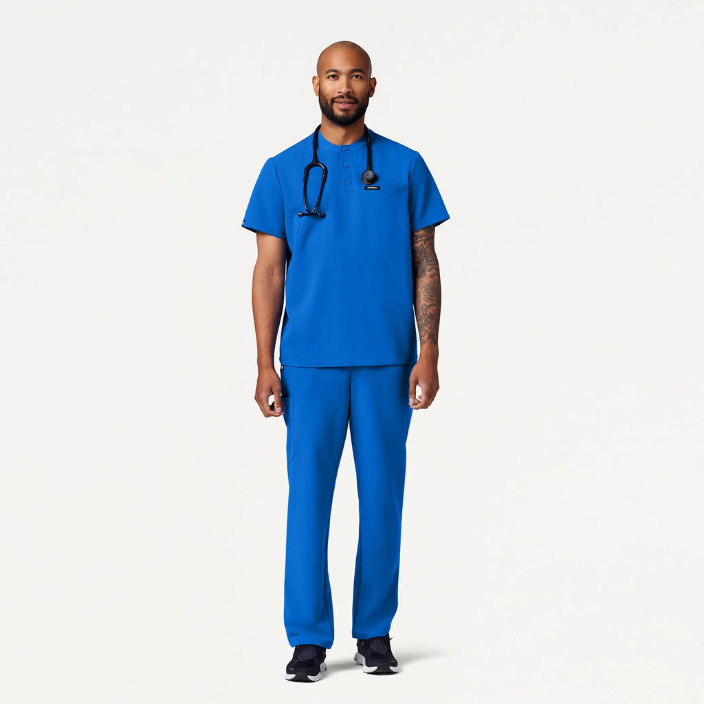 Jaanuu Scrubs Men's Reeve Henley Scrub Top Royal Blue | scrub-supply.com