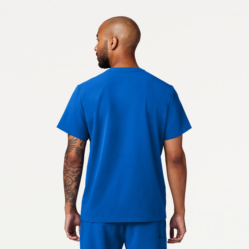 Jaanuu Scrubs Men's Reeve Henley Scrub Top Royal Blue | scrub-supply.com