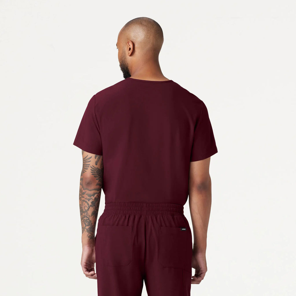 Jaanuu Scrubs Men's Holmes ULTRAlite™ 1-Pocket Scrub Top Burgundy | scrub-supply.com